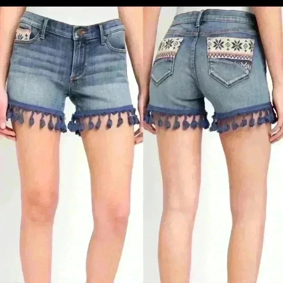 Driftwood Connie Tassel Embroidered Denim Shorts - Picture 1 of 5